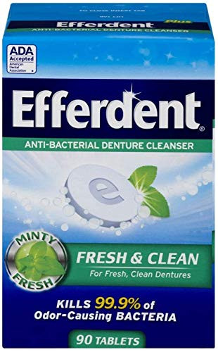 Efferdent Plus Mint Anti-Bacterial Denture Cleanser - 90 Tablets - Pack of 2