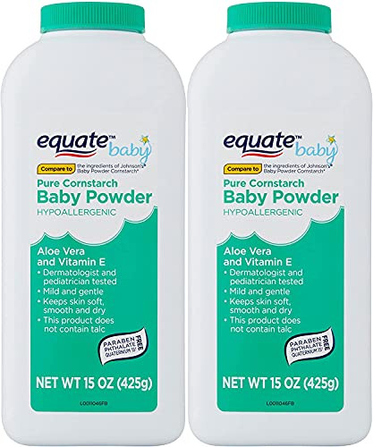 Pure Cornstarch Baby Powder Aloe and Vitamin E -15 oz - 2 Pack-