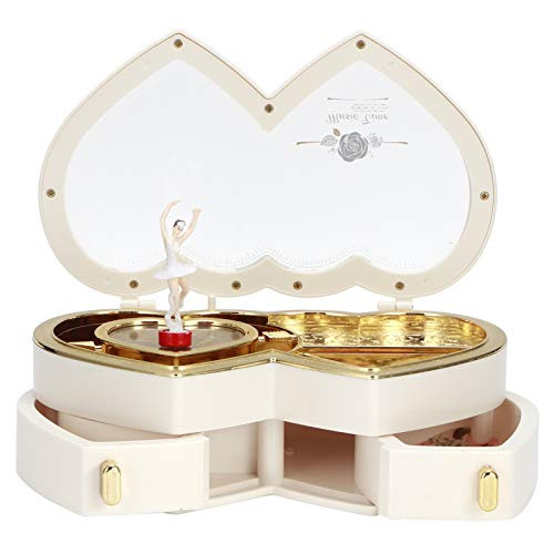 Oumefar Double Heart Shape Beautiful Stylish Music Box Jewelry Box with Dancing Girl Musical Box Birthday Gift for Kids Girls Home Decoration Table Ornament-White- Oumefar Double Heart Shape Beautiful Stylish Music Box Jewelry Box with Dancing Girl Musical Box Birthday Gift for Kids Girls Home Decoration Table Ornament-White-