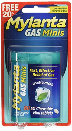 Mylanta Gas Mini Chewable Tablets- Arctic Mint 50 Count -2 Pack-