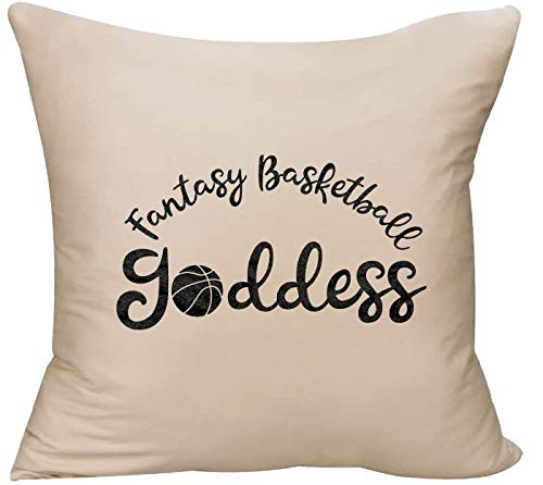 EVH Fantasy Basketball Goddess Cursive Girly Brackets Bet Sports Decorative Throw Pillow Cover 18 x 18 Beige Funny Gift