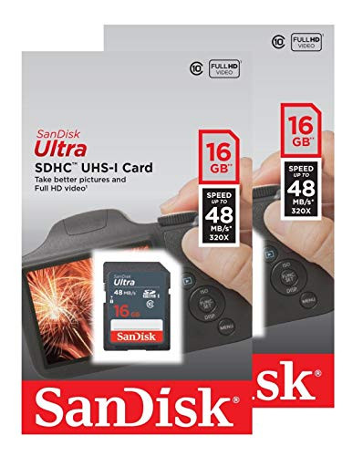 SanDisk Ultra 16GB SD SDHC UHS-I 48MB/s Class 10 SDSDUNB-016G -2 Pack-