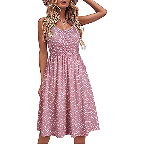 Summer Dress for Women Sleeveless Casual Floral Print Swing Dress Sexy V-Neck Folds Boho Sundress Beach Dress Summer Dress for Women Sleeveless Casual Floral Print Swing Dress Sexy V-Neck Folds Boho Sundress Beach Dress