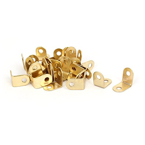 Aexit 16mmx10.5mmx16mm L Shelf Brackets  and  Supports Shape Metal Angle Brackets Corner Braces Gold Brackets Tone 30pcs