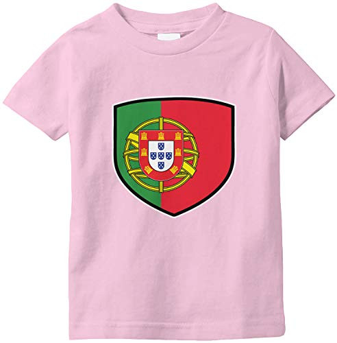 Amdesco Portugal Shield Portuguese Flag Infant T-Shirt- Pink 18 Month