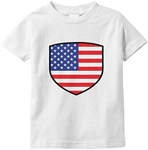 Amdesco USA Shield American Flag Infant T-Shirt- White 24 Month