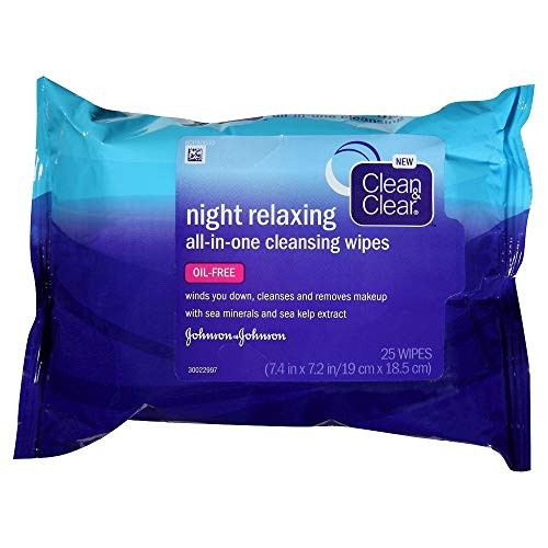 Clean  and  Clear Night Relaxing All-In-One Cleansing Wipes- 25 ea -Pack of 2-