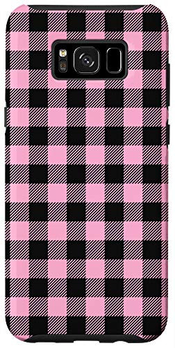 Galaxy S8 Plus  Light Pink and Black Buffalo Check Plaid Pattern Case
