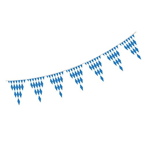 BESTOYARD Oktoberfest Bavarian Check Flag Pennant Banner for Oktoberfest Party Decorations Supplies
