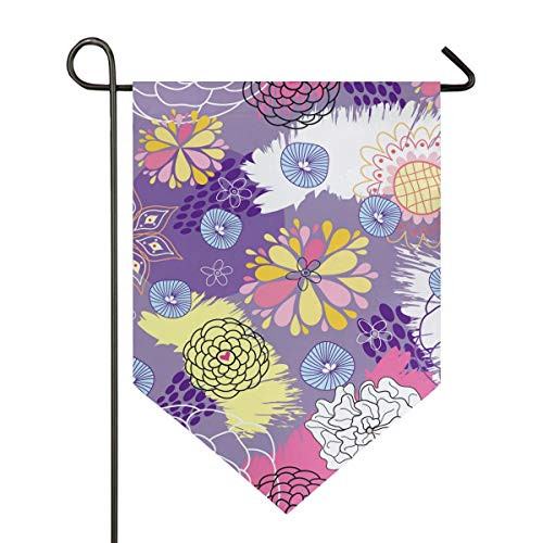 LONK Garden Flag Paint Flower Yard Banner Double Side Print 28 x 40  and  12 x 18.5 Inch