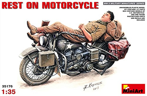 MiniArt 35176 Rest on Motorcycle, WWII Military Miniatures 1/35 Scale Model Kit