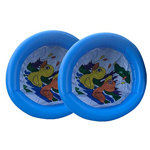 Inflatable Baby Swimming Pool Portable Inflatable Children Pump Pool Inflatable Kiddie Pool Swimming Pool Indoor Outdoor Toddler Water Game Play Center for Kids -Blue- 02 2PC-