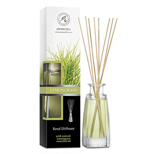 Lemongrass Diffuser w/Lemongrass Oil 3.4 oz - Scented Reed Diffuser - 0 percent Alcohol - Diffuser Gift Set - Best for Aromatherapy - Room Air Fresheners - Lemongrass Essential Oil Diffuser
