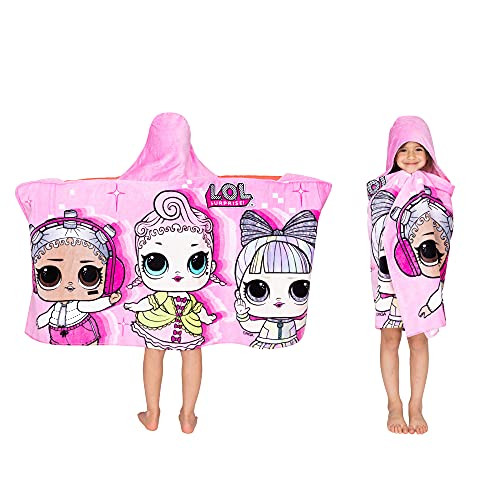 Franco Kids Bath and Beach Soft Cotton Terry Hooded Towel Wrap- 24" x 50"- LOL Surprise