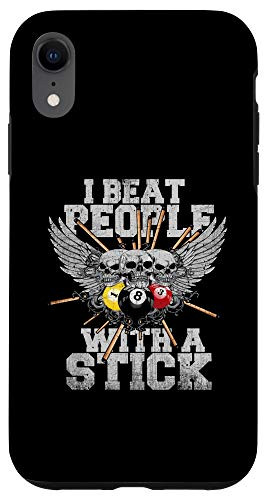 iPhone XR I Beat People With A Stick Pool Cue Billiards Case Case