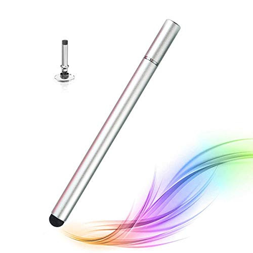 MysReal Stylus Pens for Touch Screens- High Sensitivity 2 in 1 Disc Fiber Mesh Tip Stylus- Writing and Drawing Capacitive Stylus Fine Point Compatible with Chromebook- Ipad- Tablet- iPhone -Silver-
