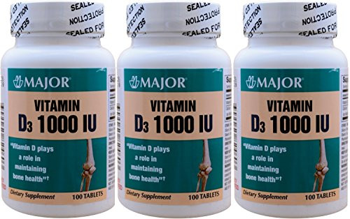 Vitamin D3 as Cholecalciferol 1000 IU Vitamin D Supplement 100 Tablets per Bottle PACK of 3 Total 300 Tablets Vitamin D3 as Cholecalciferol 1000 IU Vitamin D Supplement 100 Tablets per Bottle PACK of 3 Total 300 Tablets