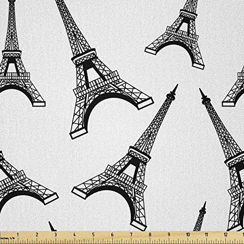 Ambesonne Eiffel Tower Fabric by The Yard- Digital Print of Monochrome Style Towers on a Plain Background- Microfiber Fabric for Arts and Crafts Textiles and Decor- 1 Yard- Charcoal Grey and White Ambesonne Eiffel Tower Fabric by The Yard- Digital Print of Monochrome Style Towers on a Plain Background- Microfiber Fabric for Arts and Crafts Textiles and Decor- 1 Yard- Charcoal Grey and White