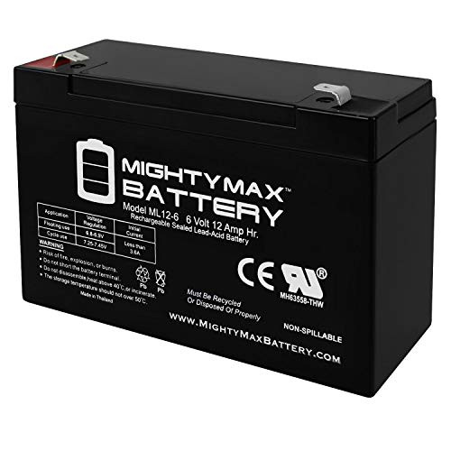 Mighty Max Battery ML12-6 .250TT - 6V 12AH Sealed Lead Acid Battery .250" TAB TERMINALS Brand Product
