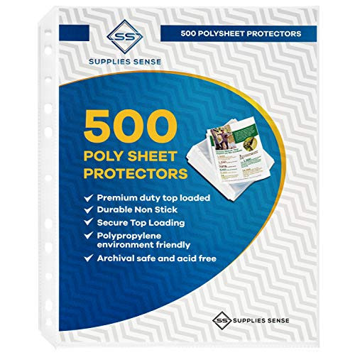 500 Page Protectors 8.5 x 11 Clear Heavyweight Plastic Sheet Protectors, Top Loading / 3 Hole Binder Design Page Protectors, Archival Safe for Photos or Printed Copy, Sleeves Hold Multiple Sheets