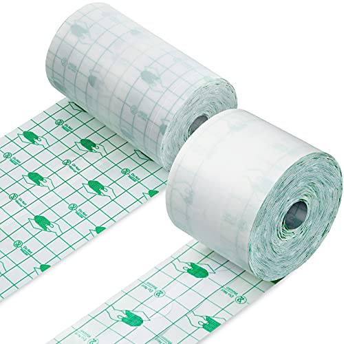 2 Roll Transparent Stretch Adhesive Bandage- 5 cm x 10 m- 10 cm x 10 m Waterproof Shower Shield Dressing Transparent Film Dressing Tape Roll