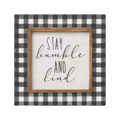 Collins Painting 'Stay Humble and Kind' Rustic Plaid Wood-Framed Sign