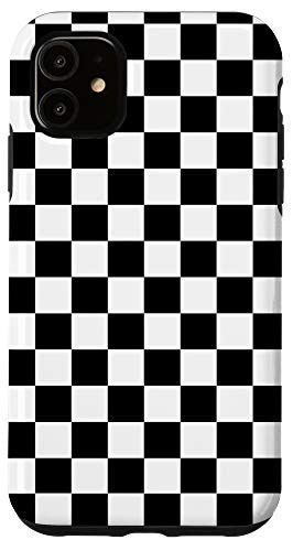 iPhone 11 Black White Checkerboard Cool Gingham Checkered Lover Gift Case