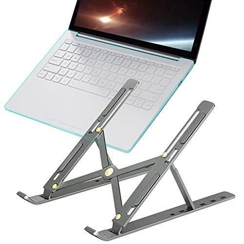 Portable Laptop Stand Aluminium Foldable for MacBook Pro Support Adjustable Notebook Holder Tablet Base for PC Computer Bracket -Gray-