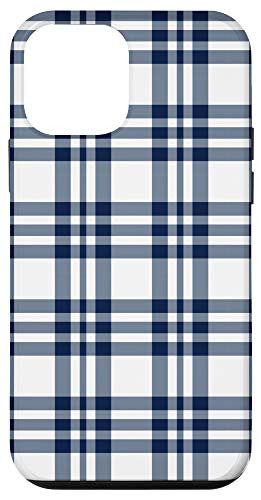 iPhone 12 mini Navy Blue  and  White Sripe Gingham Check Navy Plaid Case