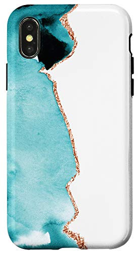 iPhone X/XS Modern Teal Watercolor Paint Artistic Phone Case