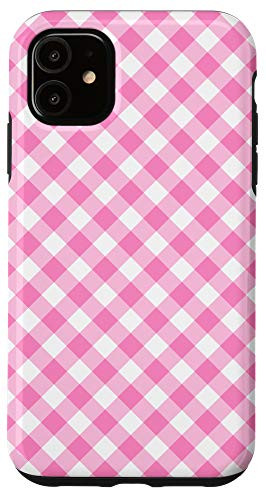 iPhone 11 Pink Gingham Buffalo Check Plaid Checkered Square Gingham Case