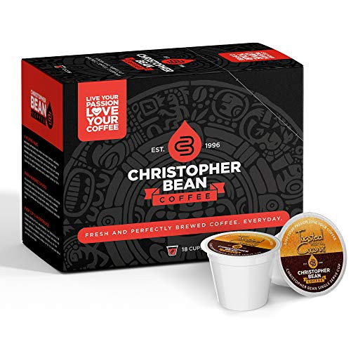 Toasted Island Coconut Single Coffee Cup- -Regular- 100 percent Recyclable Single Serve Flavored Pod- 100 percent Arabica- No Sugar- No Fats- Non-GMO- 18 Cups of Regular Coffee Per Box  Christopher Bean