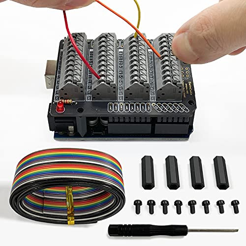 ELECTROCOOKIE Uno Terminal Block Shield Kit- Compatible for Arduino Uno R3- Push-in Simple Spring Connector Expansion PCB Module