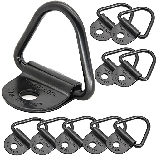V-Ring Tie Down Anchors-  10PCS V-Ring 2" Diameter Steel D-Ring Bolt On Trailer Anchor for Cargo on Trucks Pickups Trailers Flush Mount Tie Down Anchor.