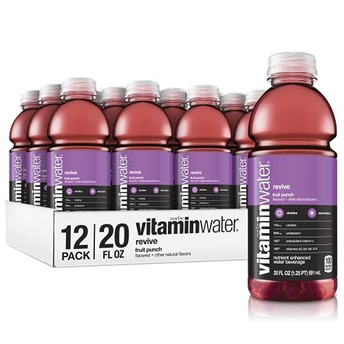 Vitaminwater Revive- Fruit Punch Flavored- Electrolyte Enhanced Bottled Water with Vitamin B5- B6- B12- 20 Fl Oz- 12 Pack