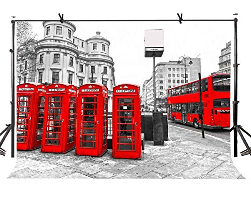 LYLYCTY 7x5ft Red Phone Booth Backdrop Retro Red Telephone Box British Style Photography Background and Studio Photography Backdrop Props LYNAN245