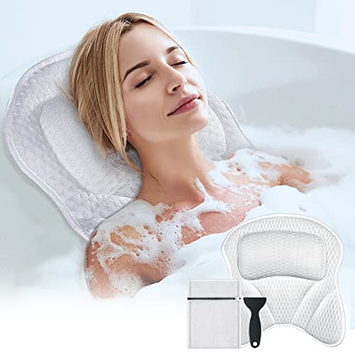 Bath Pillow for Tub- Powsure Luxury Bathtub Spa Pillow for Head- Neck-Shoulder and Back Support- 4D Air Mesh and Soft Bath Tub Pillows with 6 Powerful Suction Cups- Fits all Bathtub and Home Spa Bath Pillow for Tub- Powsure Luxury Bathtub Spa Pillow for Head- Neck-Shoulder and Back Support- 4D Air Mesh and Soft Bath Tub Pillows with 6 Powerful Suction Cups- Fits all Bathtub and Home Spa