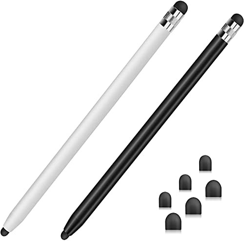 Zealoire Stylus Pens for Touch Screens -2 Pcs-- Sensitivity Capacitive Stylus 2 in 1 Touchscreen Pen with 6 Extra Replaceable Tips for iPad iPhone Tablets Samsung Galaxy All Universal Touch Devices