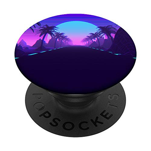 Retro 90's Landscape Lofi Highway Sunset illustration PopSockets PopGrip: Swappable Grip for Phones  and  Tablets