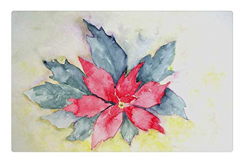 LESGAULEST Doormat Floor Rug/Mat -23.6 x 15.7 inch- - Poinsettia Flower Plant Painting Image Art Paint LESGAULEST Doormat Floor Rug/Mat -23.6 x 15.7 inch- - Poinsettia Flower Plant Painting Image Art Paint