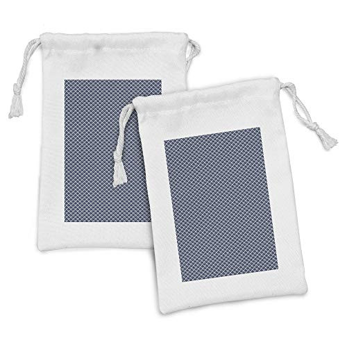 Ambesonne Modern Fabric Pouch Set of 2- Symmetrical Pattern of Diagonal Nested Squares Check Squama Inspired- Small Drawstring Bag for Toiletries Masks and Favors- 9" x 6"- Night Blue Pale Seafoam