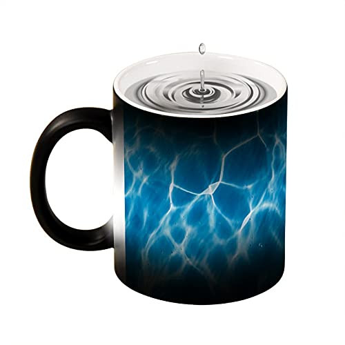 Crystal Clear Swimming Pool Water 11oz Magic Heat Changing Coffee Tea Mug For Your Mom- Dad- Men Or Women - Ceramic Heat Sensitive Color Changing Cup