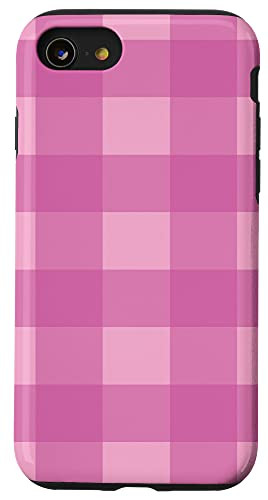 iPhone SE -2020- / 7 / 8 Dark Pink Light Pink Gingham Check Tartan Plaid Case