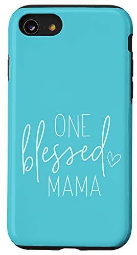 iPhone SE -2020- / 7 / 8 One Blessed Mama - Cute Quote Sayings for Mom - Pool Blue Case