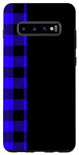 Galaxy S10 Plus  Blue Buffalo Check Flannel Plaid Stripe On Black Case