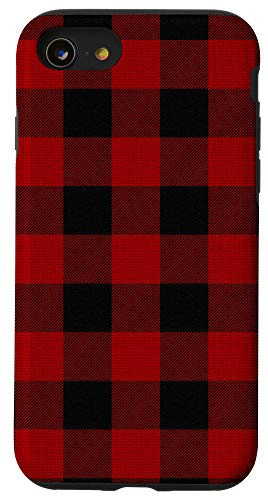 iPhone SE -2020- / 7 / 8 Red and Black Buffalo Plaid Check Pattern Case