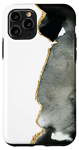 iPhone 11 Pro Modern Black And Gray Watercolor Stripe Paint Artistic Phone Case