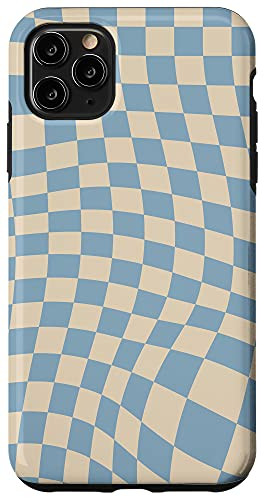 iPhone 11 Pro Max Abstract Pastel Blue Check Pattern Case