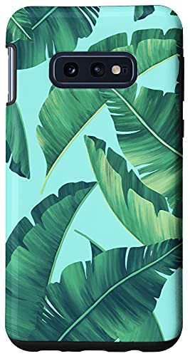 Galaxy S10e Tropical Botanical Palm Banana Leaf Pattern Light Pool Blue Case