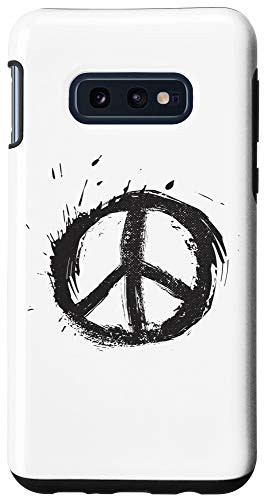 Galaxy S10e Hippie Peace Sign Black Paint Splatter Art Boho Distressed Case